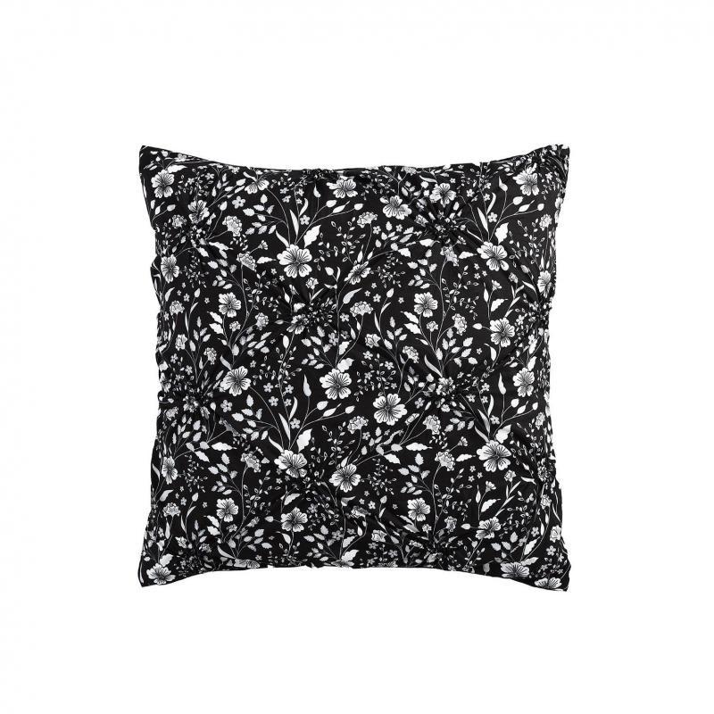 Platinum Leisel Black Printed European Pillowcase With Textured Detail | 65x65cm | Black